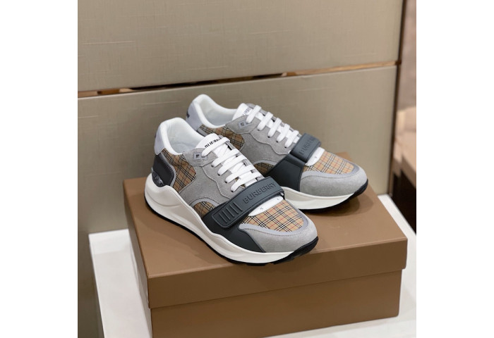 Bur*berry Vintage Check, Leather and Mesh Sneakers