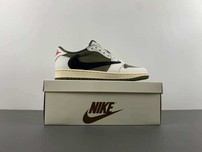 travis scott x air jordan 1 low og medium olive dm7866-200