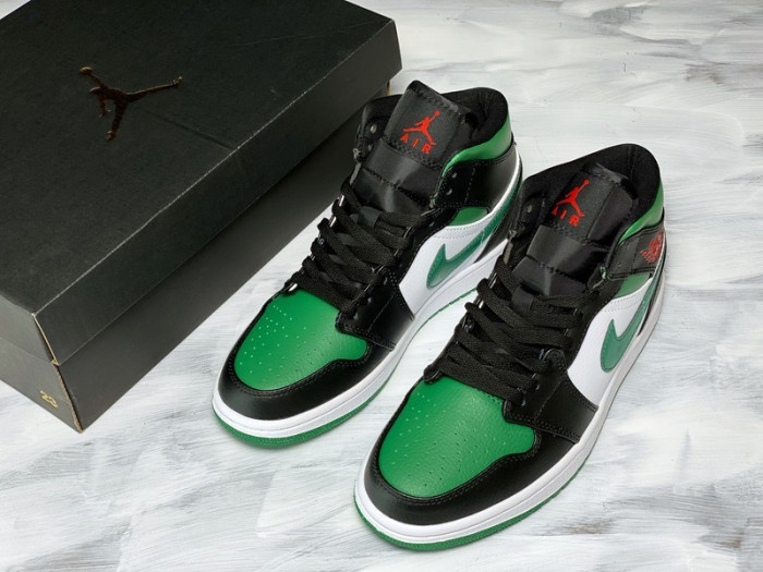 air jordan 1 mid black green white 554724-067