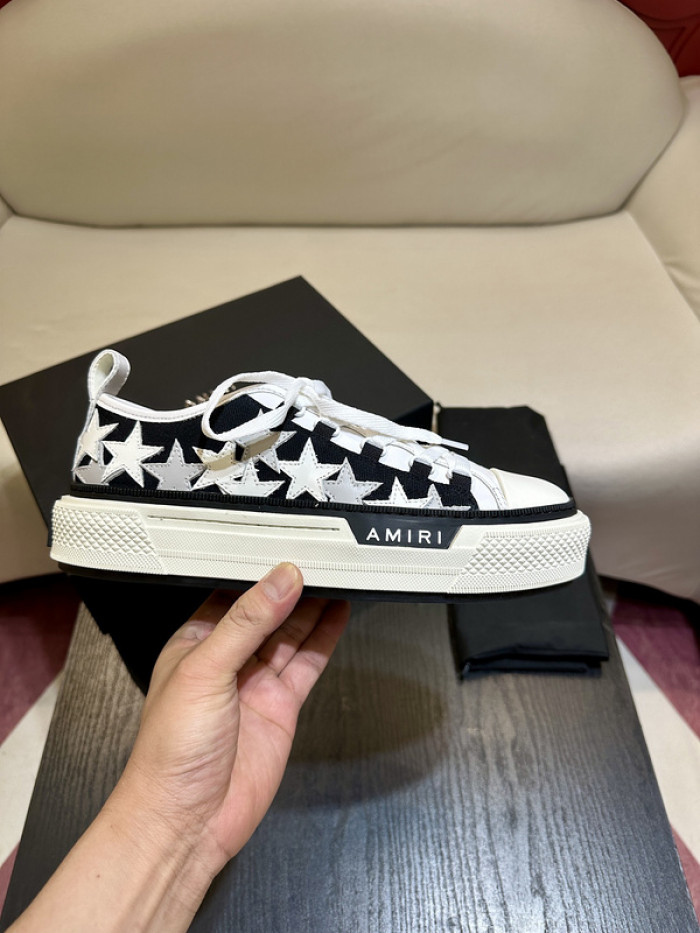 amiri* appliquéd leather and canvas sneakers