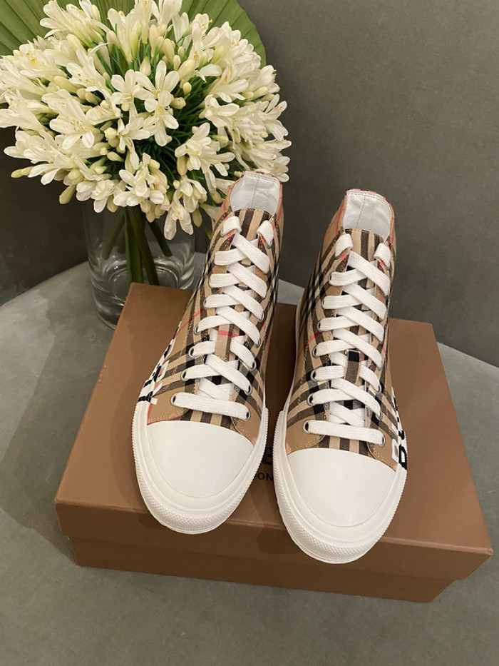 B**rry vintage check cotton high-top sneakers