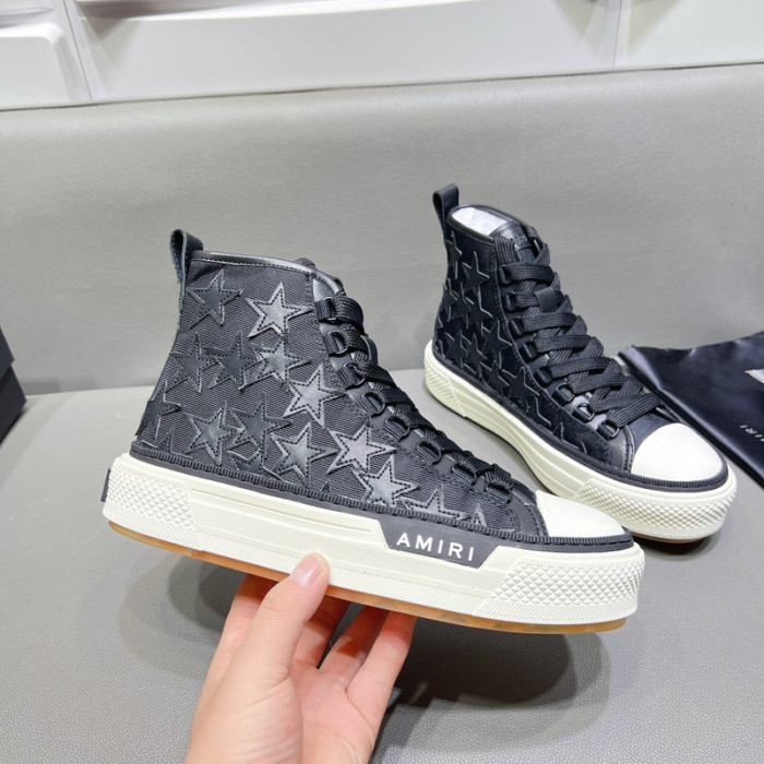 amiri* appliquéd leather and canvas sneakers