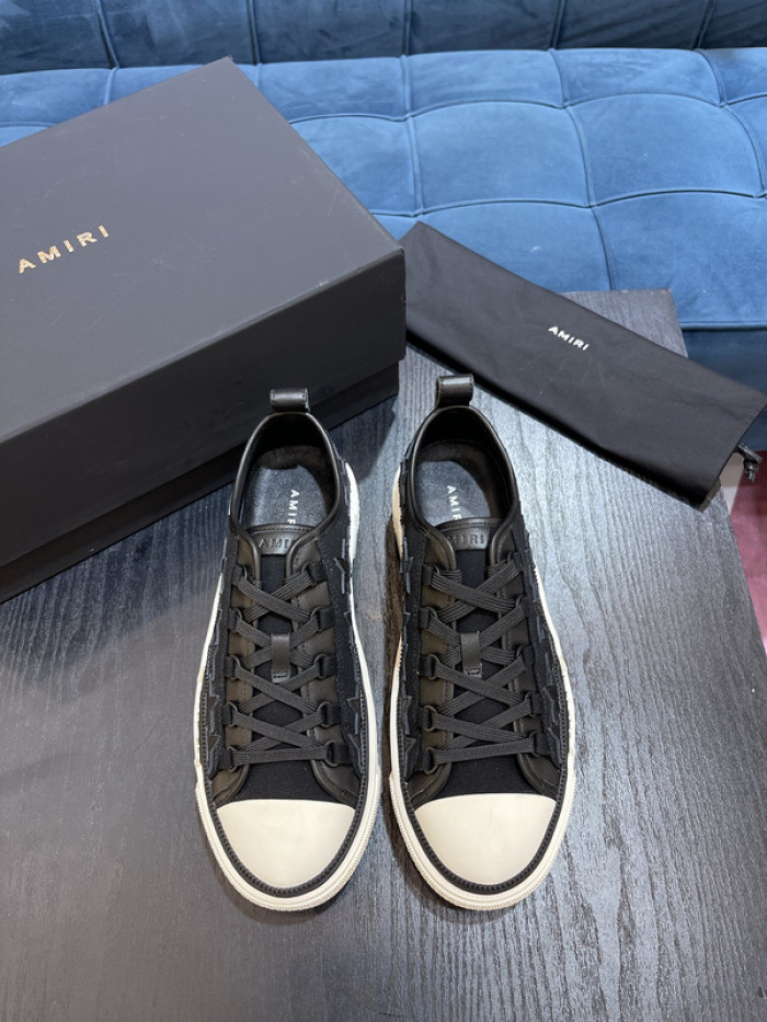 amiri* appliquéd leather and canvas sneakers